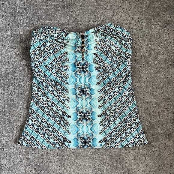 Carmen Marc Valvo Blue Print Tankini Swimwear - Picture 1 of 6